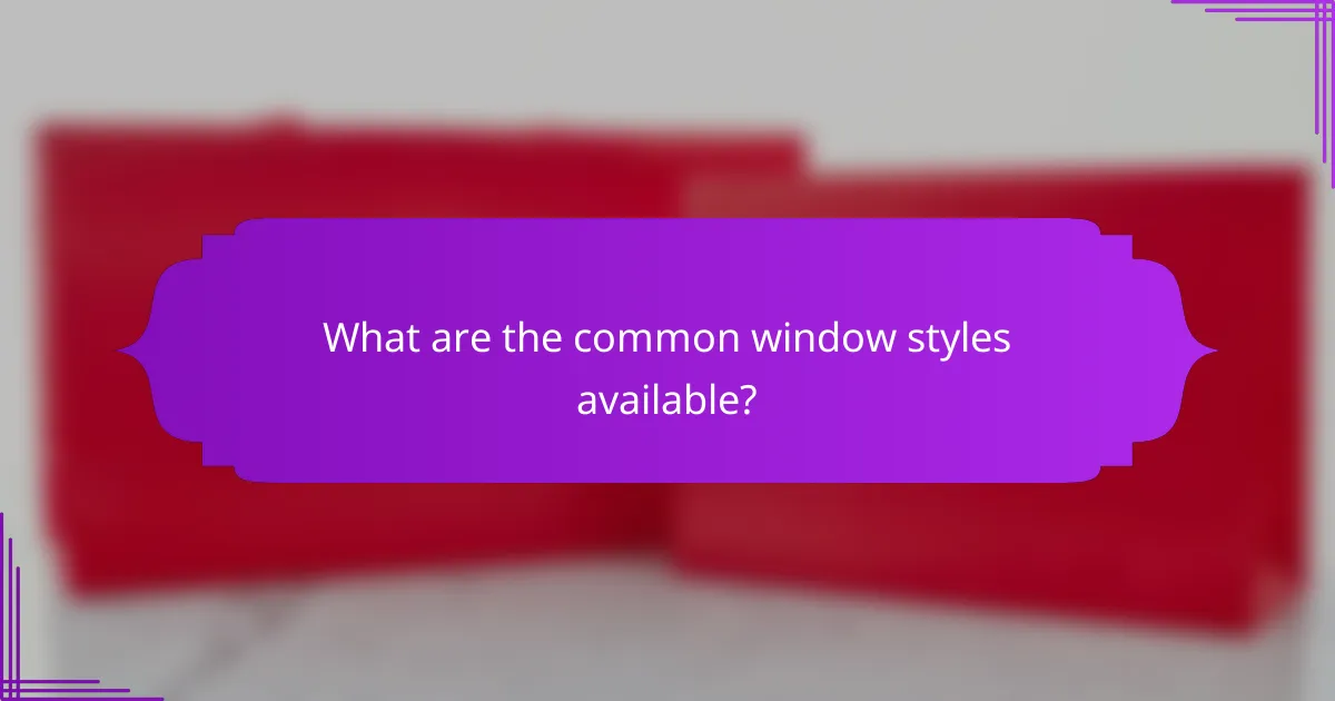 What are the common window styles available?